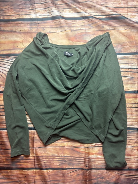 ZYIA Tops - ZYIA Olive Green Drape Front Hoodie Top